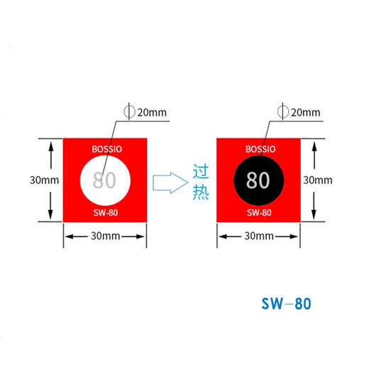 
General W80 irreversible temperature measurement paper color change temperature patch temperature sticker Thermal test paper temperature sensor label W W-12035 pieces/piece