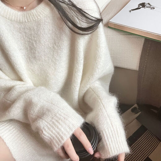 
Qinhuafang mid-length sweater covering the butt lazy style plus size large size fat mm mid-length sweater for women in autumn and winter loose and lazy black 9901 single-piece sweater 5XL size 200-230Jin [Jin equals 0.5 kg]