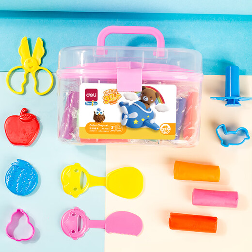 Deli 24 Farbe Plasticine Handgefertigte DIY -Spielzeug -Farbton -Set Ultraleicher Tonraum Sand Sandfarbe Kinderschule Graduation Schreibwaren Geburtstagsgeschenk Rosa