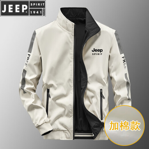 JEEP SPIRIT jacket men's spring and autumn stand collar loose double-sided wear winter youth middle-aged business jacket with cotton jacket 9866 dark gray plus cotton style [upgrade version] 2XL (recommended 145-160Jin [Jin equals 0.5 kg])