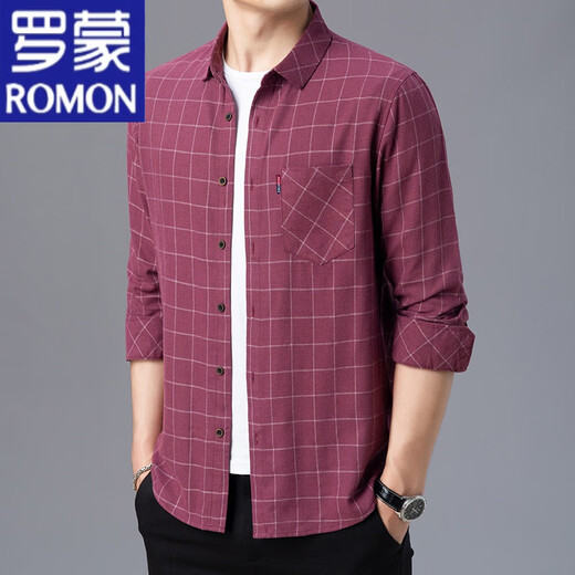 Romon Pure Cotton Long Ärmeln für Männer im Frühling und im Sommer dünne mittlere und ältere Männer kariertes loses große Baumwollhemd für Männer, langärmelige dünne 6626 Blau 170/l empfohlen 115-135jin [Jin gleich 0,5 kg]