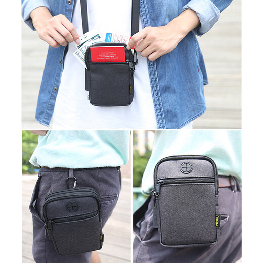 Lucifer multifonctionnel mini sac de passeport à col licou mini sac à bandoulière hommes et femmes sac de documents décontracté sac de téléphone portable porte-monnaie L661 bleu