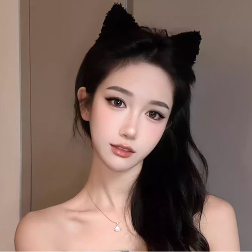 Mu Ding Ding cute cat headband for women, plush, sweet and fashionable cat ear headband, black face wash headband, high-end hair accessory, cat ears, black
