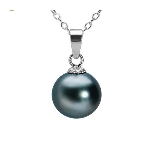 DENIOT Pearl Necklace Single 925 Silver Purple Freshwater Pearl Powder Pendant Perfect Round Bright Light Mom Girlfriend Gold Beads Gold Holder 16-17mm