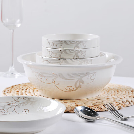 Set de platos 6-10 personas tazones de cerámica simple de cerámica gourmet, platos, tazones, palillos combinados creative housewarming de regalo de regalo Jane Eyre 6 tazones 4 platos 10 palillos 1 tazón de sopa 1 cuchara de sopa 1