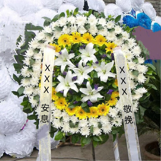 Flowers and Qianxun, chrysanthemum flowers wreaths, old people's death, funerals, funeral supplies, tomb sweeping and commemoration, door-to-door delivery in the same city, chrysanthemum flowers wreaths