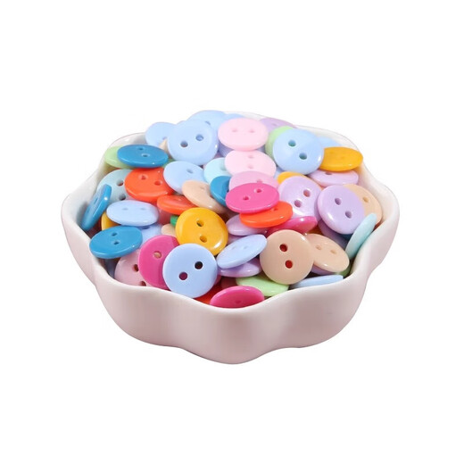 Color mixed resin color bread buttons kindergarten early education two-hole button cufflinks 11.5mm color mixed pack 1 pack 50 pieces in total