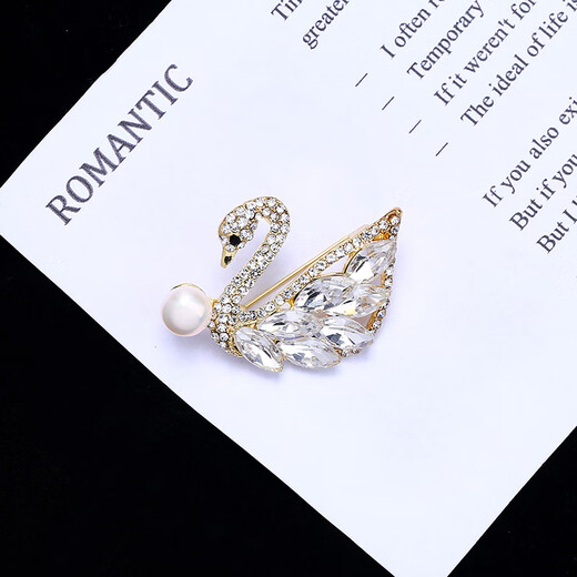 Oliveira French Olivera Pearl Brooch White Little Swan C8-1047