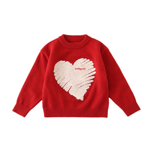 G.duck little yellow duck children's clothing parent-child clothing family of three autumn and winter love sweater new year new style foreign style family portrait mother and daughter clothing towel embroidered love sweater 90 recommended 1~2 years old 80-90cm cm