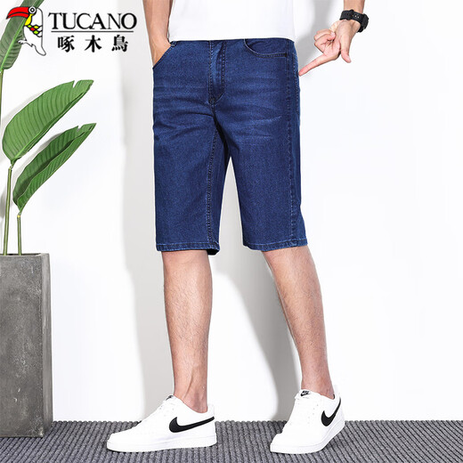Woodpecker (TUCANO) denim shorts men's summer thin casual straight business men's breathable five-point pants light blue 33
