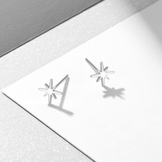 Trendy Acer Platinum Star PT950 platinum earrings for women as a birthday gift for girlfriend. One pair is about 0.7g.