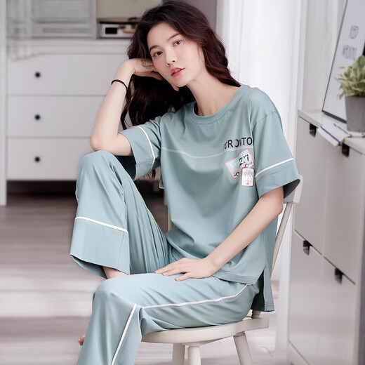 
Modal pajamas for women in 2025 new summer cotton short-sleeved trousers home clothes thin large size women's home clothes set 7371 L [Suggested 100-125 Jin [Jin equals 0.5 kg]]
