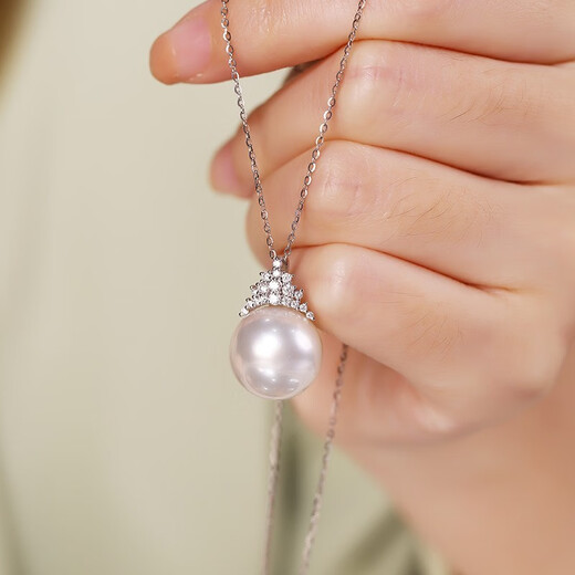 Fat Donglai's same style pearl pendant single natural freshwater necklace S925 silver large white pearl Ice and Snow Queen style white