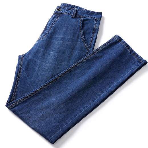 Classic Car (Laoyche) Jeans pour hommes Summer Style Thin Style d'âge moyen et personnes âgées pantalons décontractés en vrac pour hommes Daddy Pantalon masculin IG3883 Blue Black 29