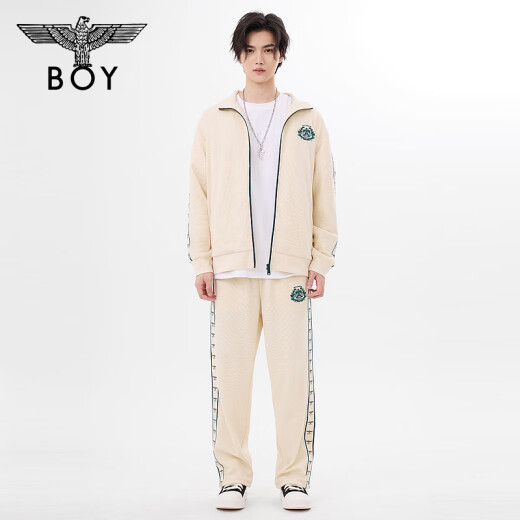 BOY LONDON男女同款长裤logo印花学院风卡其色阔腿裤N15053 卡其色 M