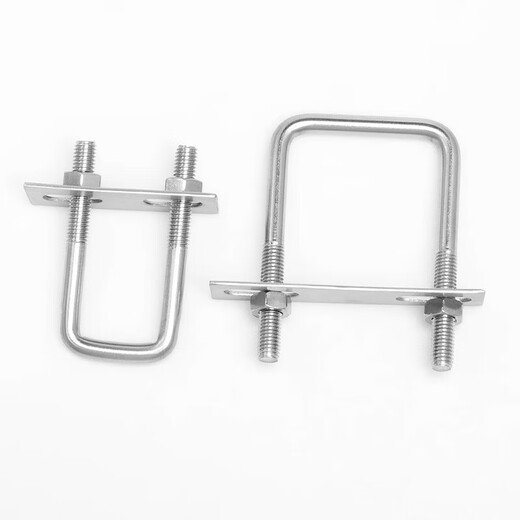 Jinchao 304 stainless steel square card, right-angle card, U-bolt, right-angle screw, U-shaped square card, square pipe clamp, pipe clamp, M10*100*150 1 set (including baffle nut)
