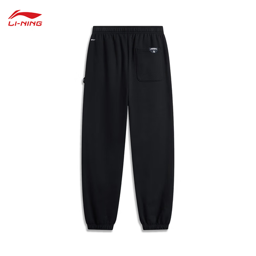 Li Ning BADFIVE丨Fleece warm leggings sweatpants men's 24 autumn and winter new loose sports pants black-1 L /175