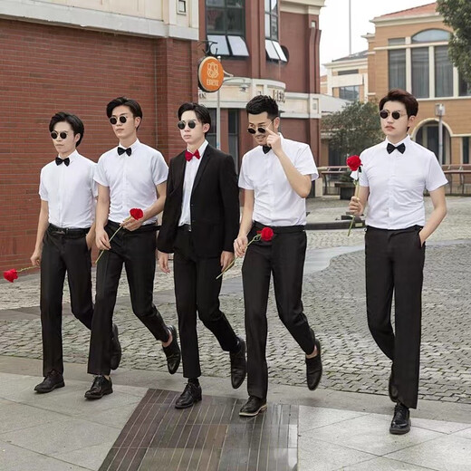 Xinhan Groomsmen's bester Anzug Brüder Anzug Hersteller Sommer langärmeliges Hemdanzug großer Bräutigam-Hemd weißes Hochzeitskleid langärmelig