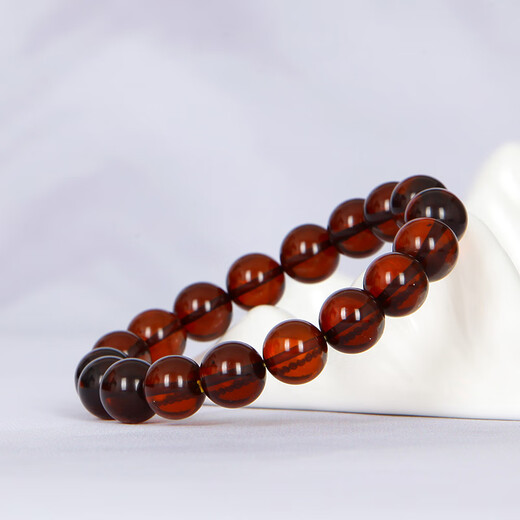 Famous Amber Family Blood Amber Bracelet Women's Natural Amber Single Circle Bead Maroon Bracelet Birthday Gift About 11+mm