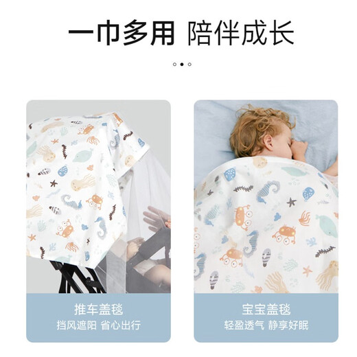 贞喜气  多功能外出喂奶巾遮挡哺乳巾防走光罩衣【软胶圈可视窗】便携 海底世界（含网纱