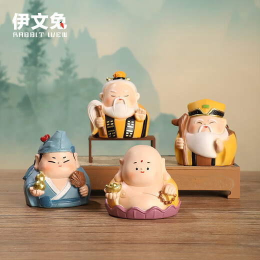伊文兔（THE RABBIT IVEN）福气小神仙摆件国潮办公室摆件乔迁之喜搬家礼物生日礼物伴手礼 福气小神仙6个组合+礼袋