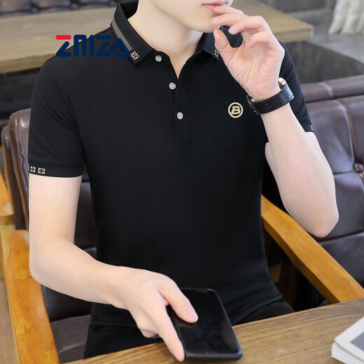 Zmza Kurzärärmelte T-Shirt für Männer Reversgeschäft Casual Summer Mode Modische einfache hübsche Polo-Nacken-T-Shirt Top für Männer 683 Ash L Empfohlen 120-135 Jin [Jin ist 0,5 kg]
