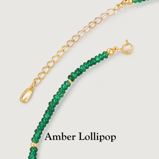 Amber Lollipop Emerald Necklace Women's Broken Silver Beaded Collarbone Necklace Anniversary Birthday Gift for Girlfriend and Wife