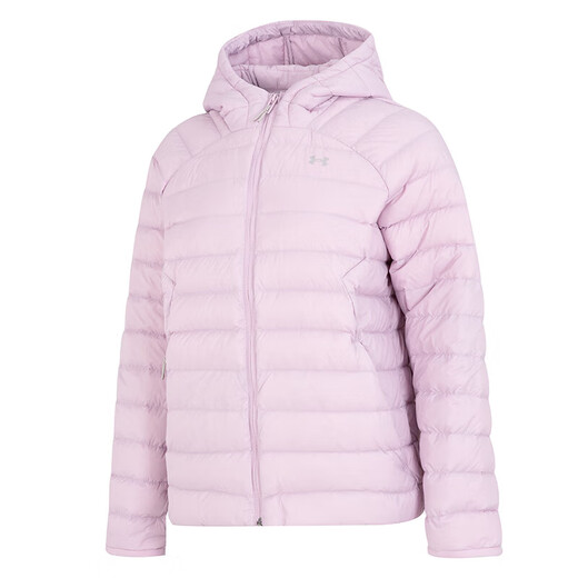 安德玛（Under Armour）官方羽绒服女秋冬新款轻薄连帽休闲开衫棉羽夹克保暖训练运动服 T轻薄款1372648-694（80%灰鸭绒 M 165
