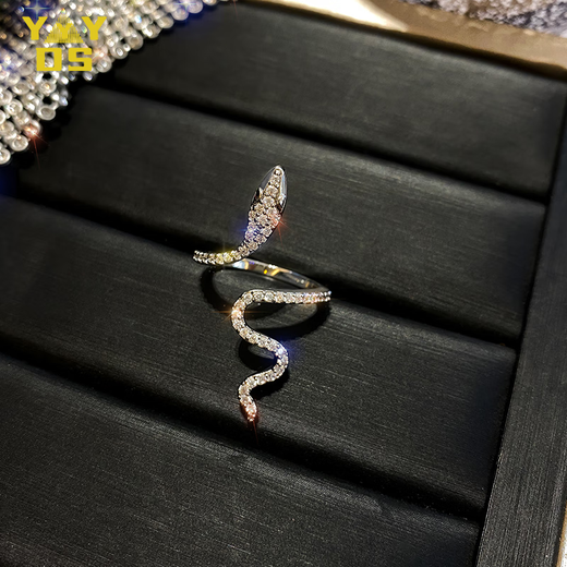 YYYDS S925 silver snake-shaped ring for women full of diamonds niche exquisite opening light luxury ins38 Goddess Day gift for girlfriend M849 snake-shaped ring