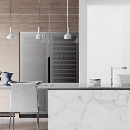 EREMITE ultra-thin frequency conversion embedded red wine cabinet constant temperature wine cabinet constant temperature and humidity cigar cabinet cold drink tea refrigerator living room home wine storage cabinet Embraco frequency conversion dual temperature mirror door/frequency conversion electric defogger door 118 bottles mirror door