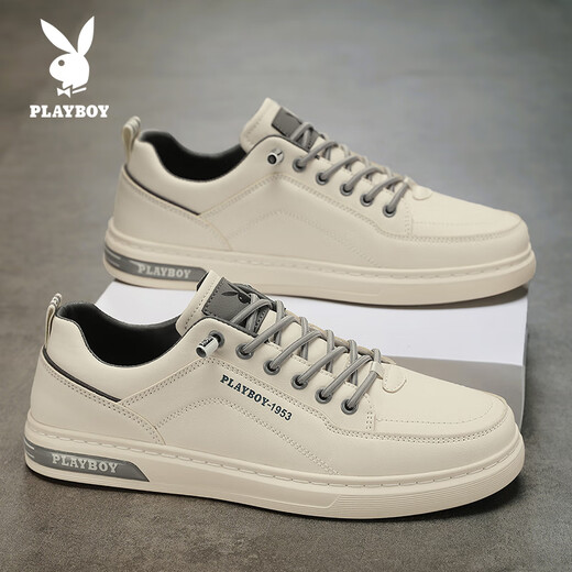 Playboy (Playboy) Herrenschuhe Herren 2025 Sommer lässige Schuhe Herren trendige Brettschuhe Herrenmodegeschäft weiße Schuhe Beige 41