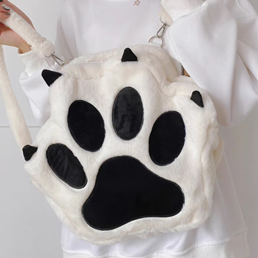 Yu Dingfu Plush Backpack Female Kitten Claw Girly Heart School Bag Large Capacity Student Backpack Cartoon Japanese Soft Girl Pain Bag White