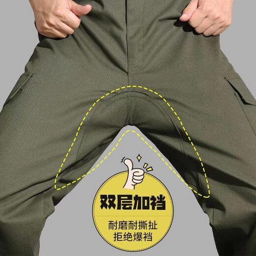 工作服裤子加档工装裤男直筒宽松耐磨长裤休闲电焊工劳保裤子 军绿【双层加档防烫】 2XL 【建议140-160斤】