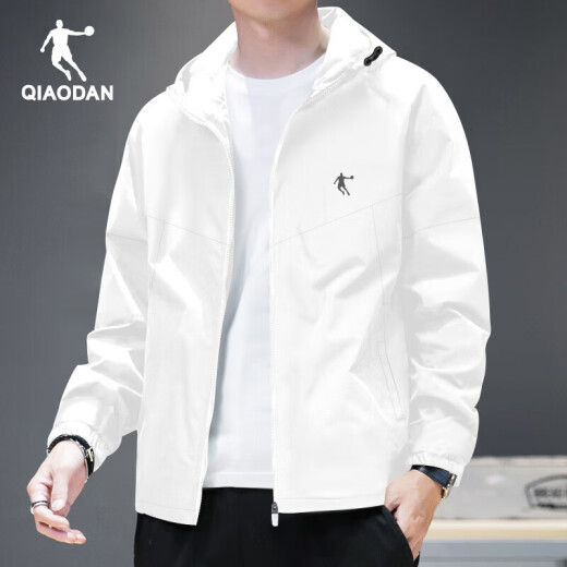 乔丹冲锋风衣连帽外套男士2025春季新款上衣长袖青少年休闲运动服男装 轻透蓝/柔灰蓝【防泼水面料】 L