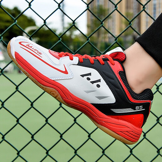 Ruizhilang spring and summer mesh breathable men's and women's tennis shoes badminton shoes men's shoes women's shoes table tennis casual lightweight training shoes L85 white red 40