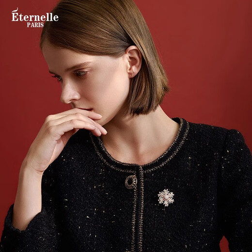 Eternelle French Snowflake Series Simple Versatile Brooch Temperament Jacket Pin Cardigan Button High-end Corsage Silver