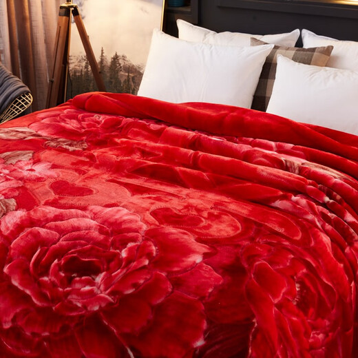 Antarktische rote Hochzeit Hochzeit Hochzeitsdecke verdickte Doppelschicht Rasher warme Decke Feste Mitgiftdecke Geschenkdecke Doppel Happy Big Red 655 Big Red 200cmx230 cm Gewicht ungefähr 8 Jin