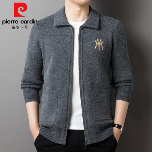Pier Cardin High-End-Herbst und Winter neuer Strickjacke verdickte warme bestickte Pulloverjacke Strickjacke Strickjagd Herrenfaden Camel 175
