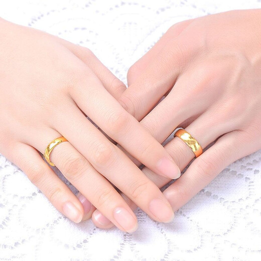 Hi Gold Jewelry Gold Ring Pure Gold 999 Pure Gold Smooth Living Ring Couple Ring Heaven and Earth Same Width Ring Customized 50g