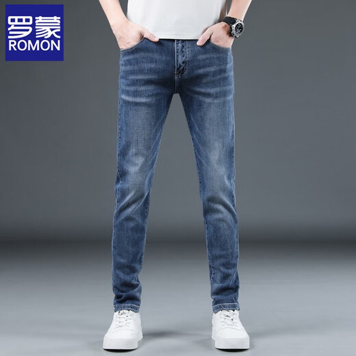 Lomon Jeans Summer de verano Nuevo estilo para hombres Slim Business STRING STRING Men's Light Color 1048 Light Blue regular 28