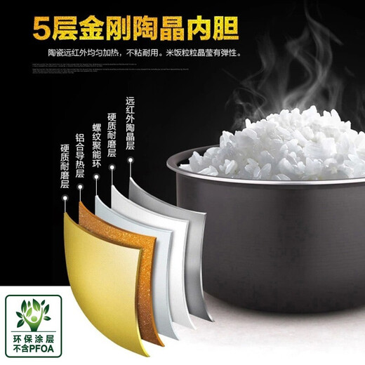 SUPOR Rice Cooker 4L non-stick inner liner 2-6 people Micro-pressure stewed cake function household smart rice cooker CFXB40FC829D-75