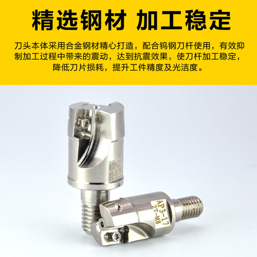 仁聚益抗震锁牙刀头钨钢防震刀杆锁牙式铣刀头AP3400R1517R0.821R0.8 300R-10-1T-M5
