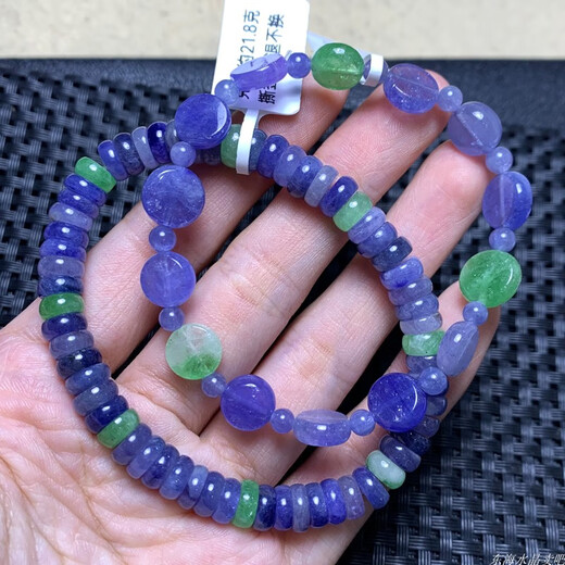 Puli Natural Tanzania Tanzanite Plate Beads Single Circle Bracelet Heart of the Ocean Jewelry Amethyst Bracelet Gift for Women (W16) Approximately 4.9-5.4mm