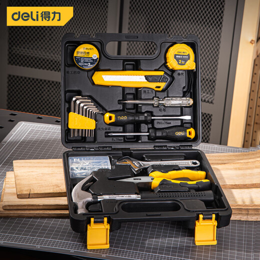 Deli household tool box set cloth bag set electrician woodworking repair hardware hand tools 18-piece set
