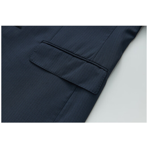 【堡家】半麻衬西服套装上衣商务男士纯羊毛西服外套职业毛料西装 蓝色 常规 W33配套西裤 腰围88厘米