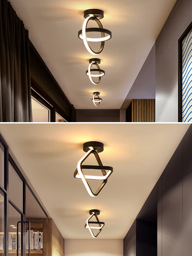 微伙北欧简约过道吸顶灯网红现代led走廊入户玄关衣帽间楼梯阳台灯具 金色葫芦30CM-白光