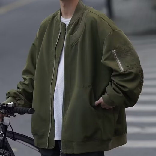 
POUM retro Hong Kong style jacket men's trendy brand teenagers campus handsome thin coat couple top men's clothing LTT-7374 gray M