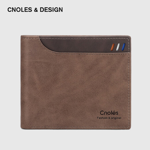 Cnoles Men's Wallet Short Large Capacity Wallet Multiple Card Slots Multi-Function Card Case Fashionable Business Leather Wallet Gift Box Birthday Gift for Dad, Boyfriend, Husband