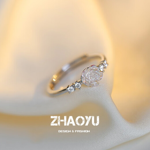 Chaoyu Ring Women's Camellia S925 Silver Niche Design High-end Ring Girls' Birthday Chinese Valentine's Day Gift Exquisite Gift Box Camellia Ring