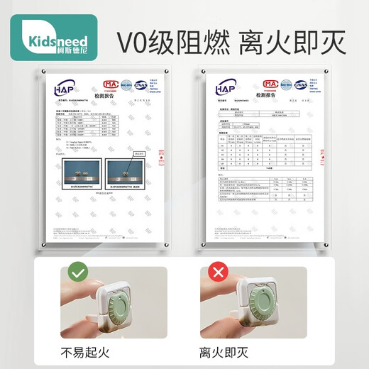 Kidsneed socket anti-child electric shock protective cover baby plug safety plug baby power switch plug hole cover V0 flame retardant roulette lock gray + green - 24 pieces